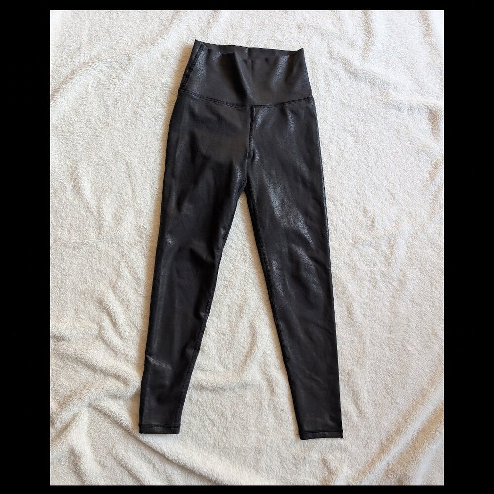 AERIE Black Shimmer High Rise Offline Leggings Size XS SHORT